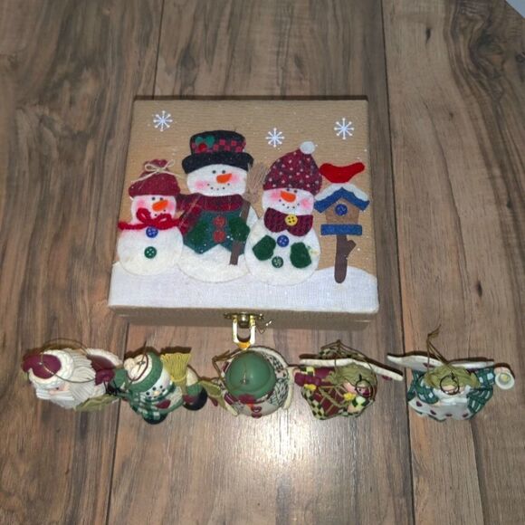 Christmas Ornament Set Of 5 Handcrafted Ornaments In Storage Box - Picture 4 of 8